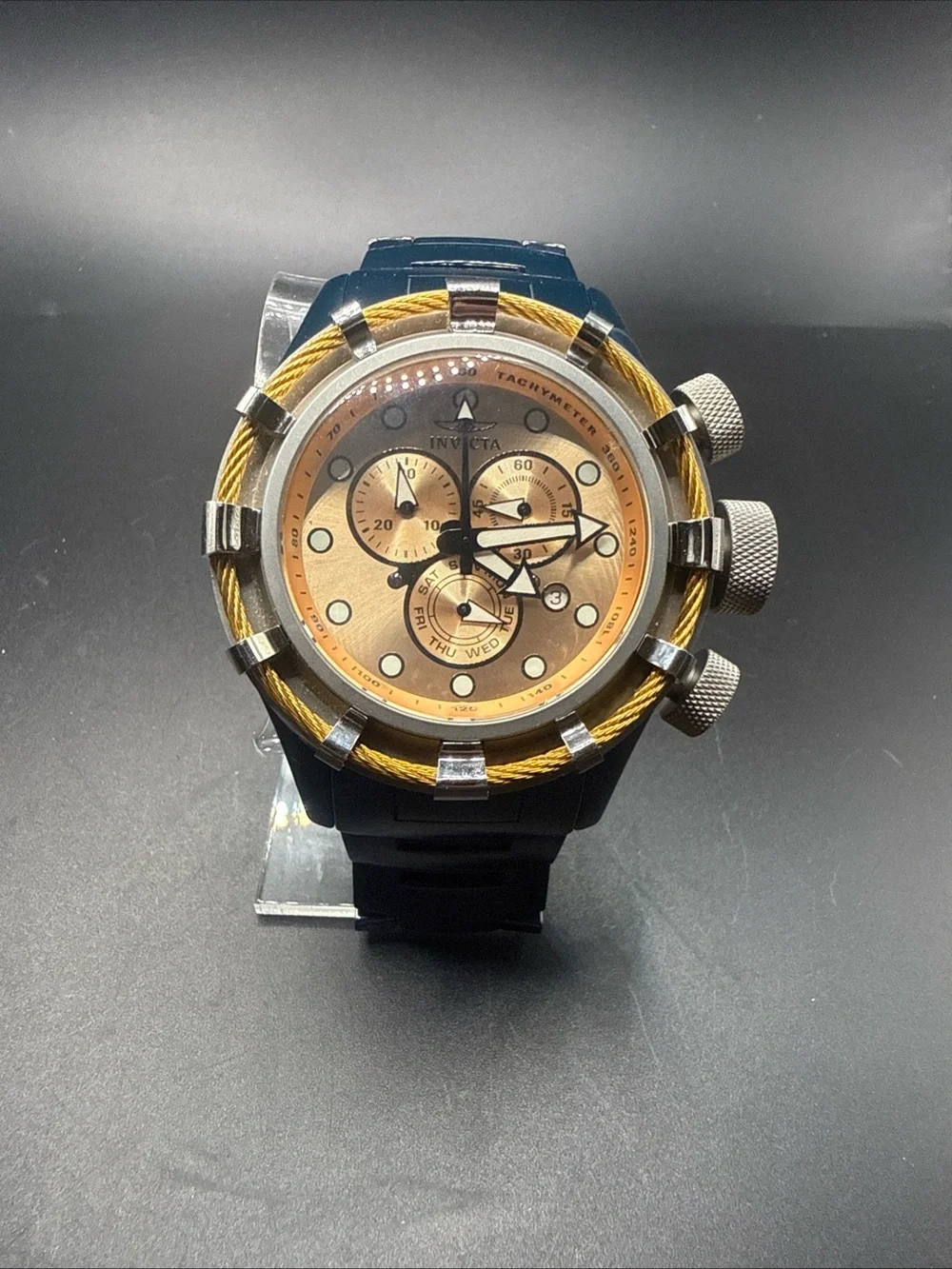 Invicta Bolt Model 15014 Rose Gold Dial Blue Band New Battery
